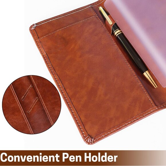 Leather Checkbook Covers Checkbook Holder for Men and Women - Picture 4 of 7